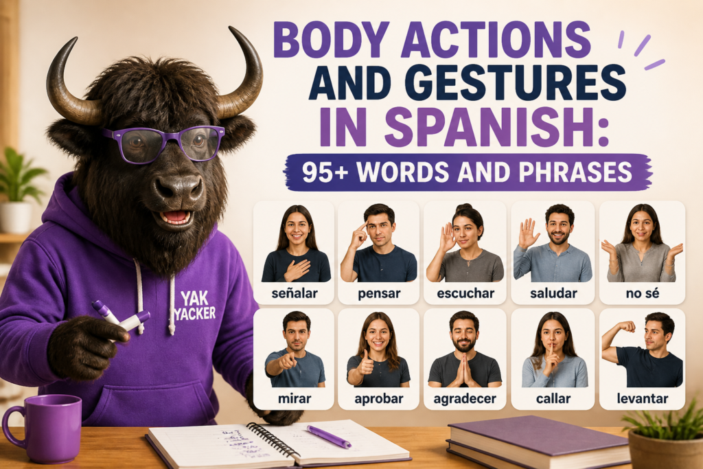 Body gesture illustrations labeled in Spanish