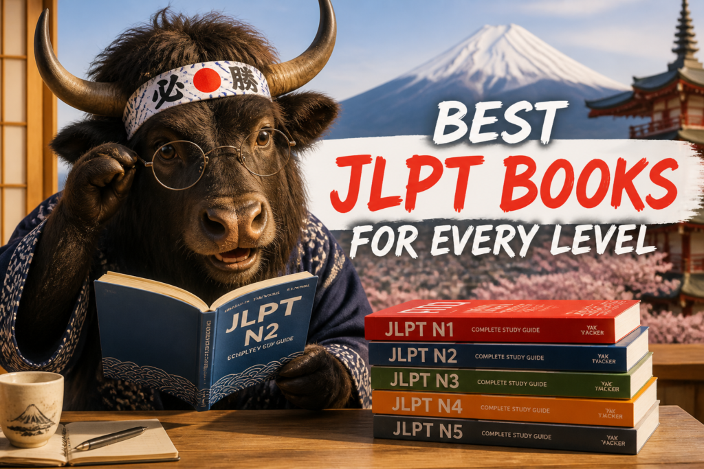 JLPT study books stack