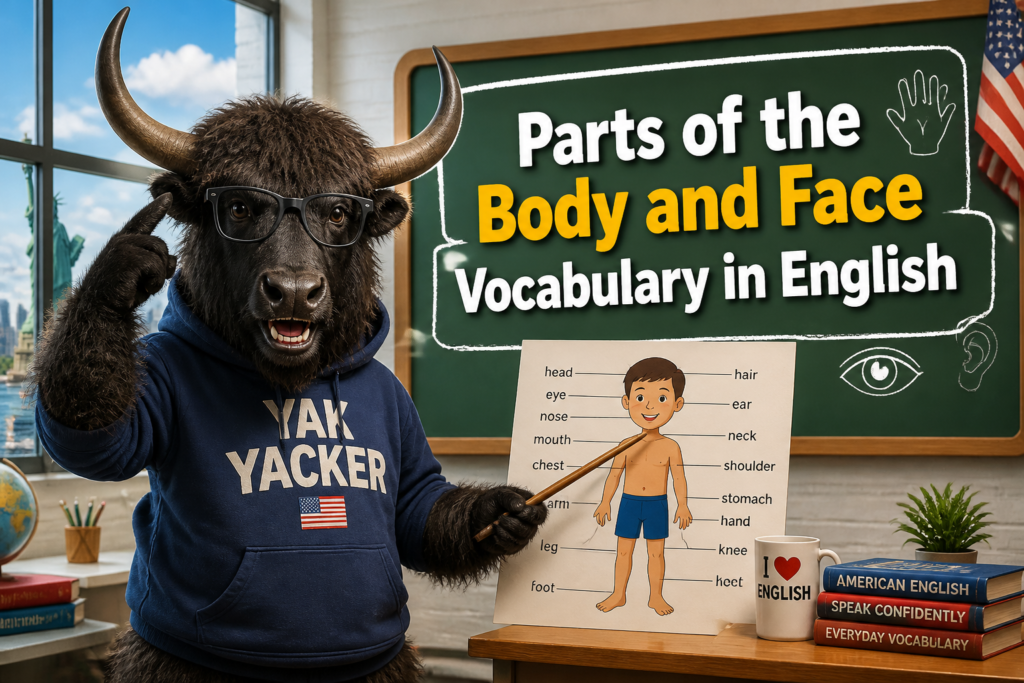 Parts of the body and face vocabulary in English