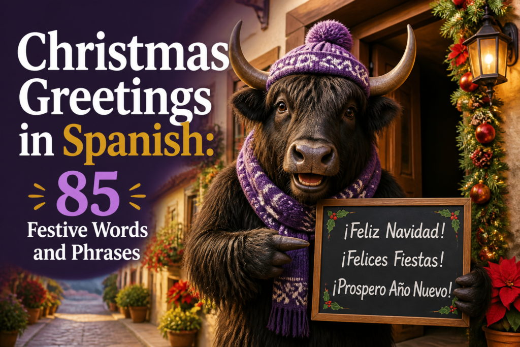 Christmas decorations with Spanish holiday greetings