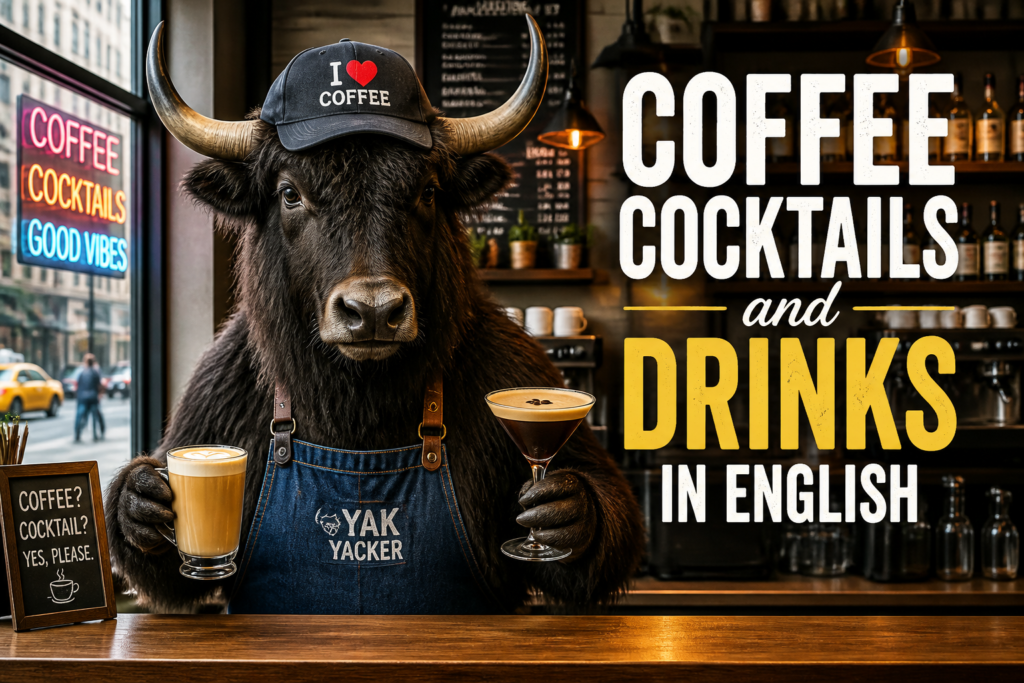 Coffee cocktails and drinks in English
