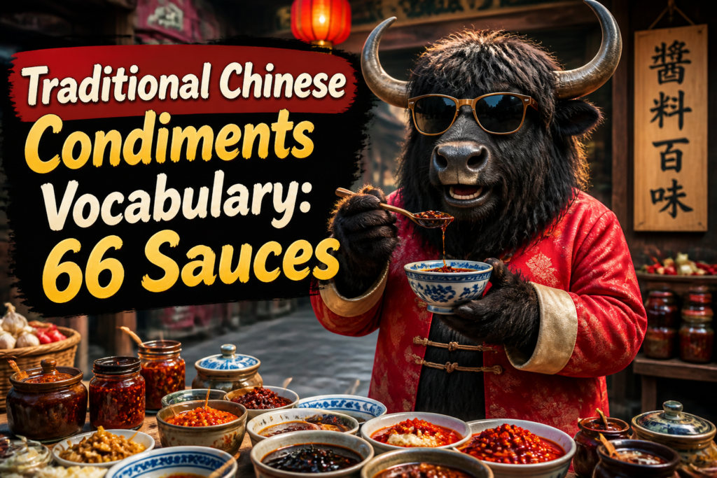 Condiments vocabulary in Traditional Chinese with sauces