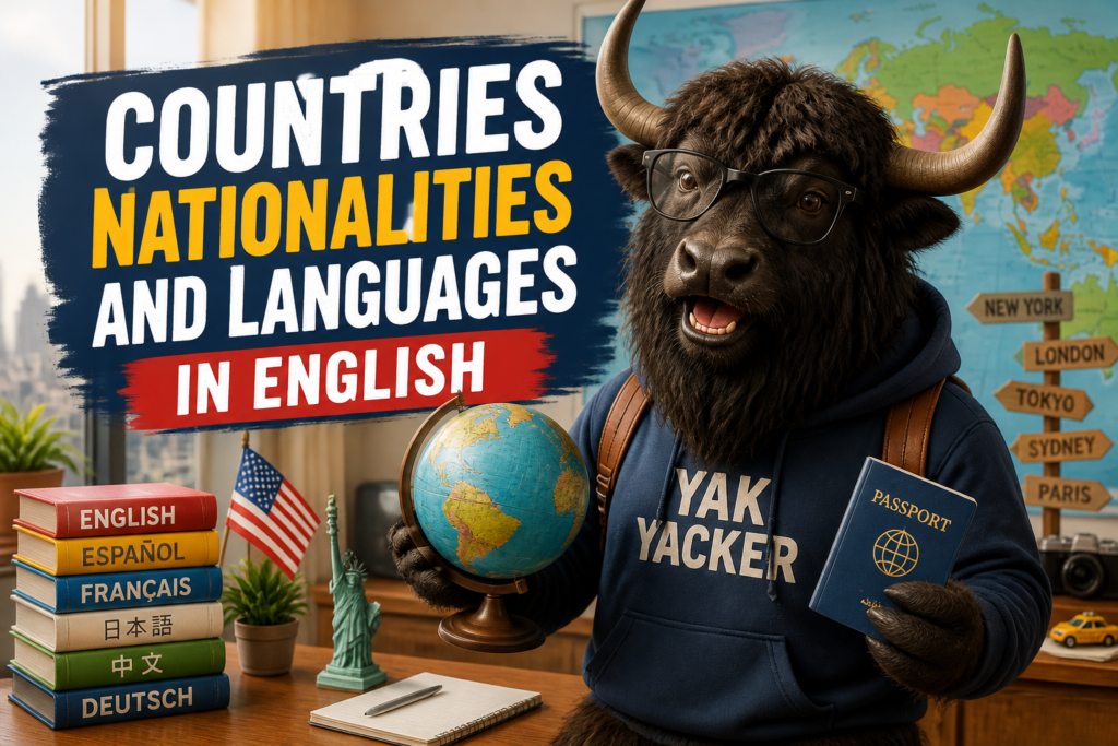 Countries nationalities and languages in English