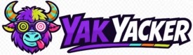 The new yak yacker logo for language learning with a purple yak