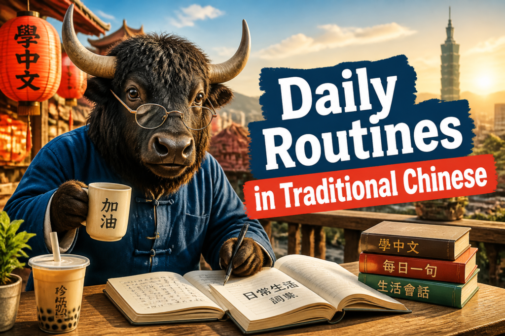 Daily routines vocabulary in Traditional Chinese