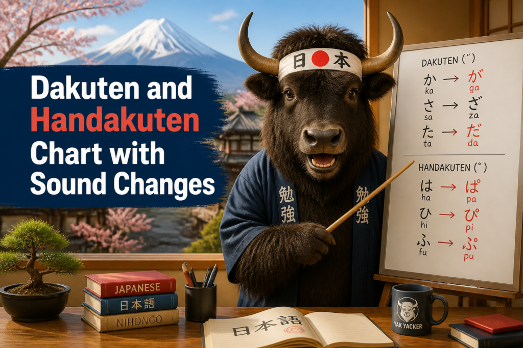 Japanese dakuten handakuten chart