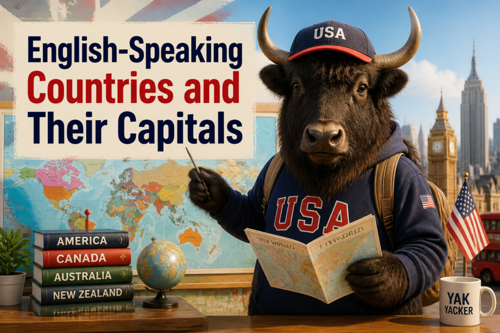 English-speaking countries and capitals map