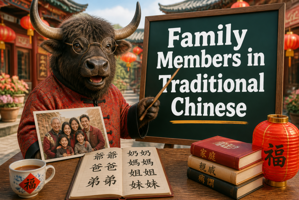 Family members vocabulary in Traditional Chinese