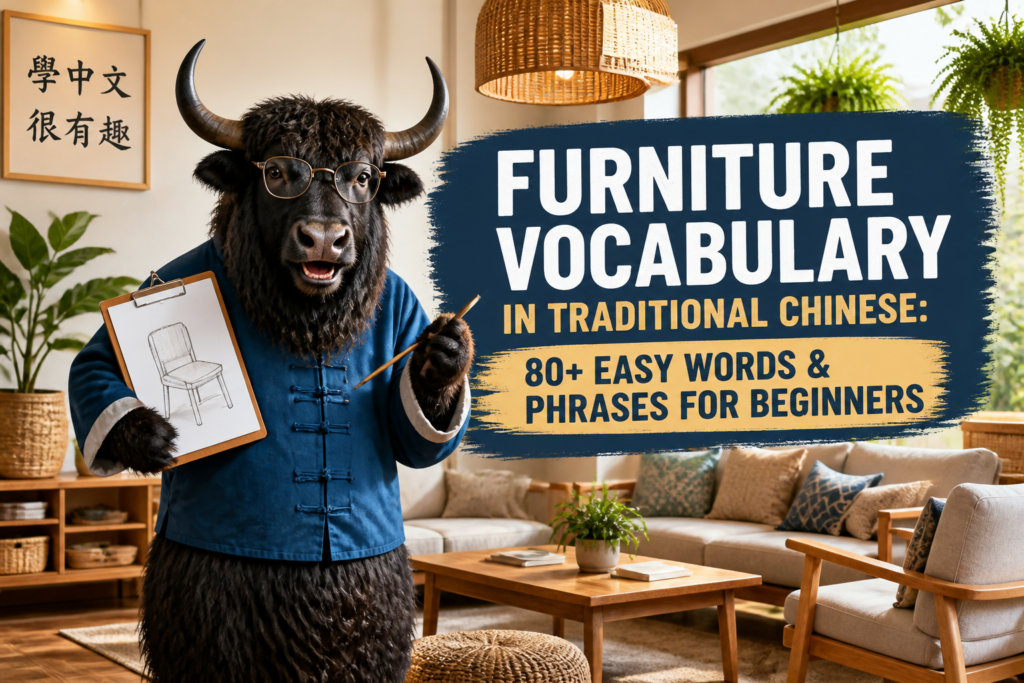 Furniture vocabulary in Traditional Chinese for beginners