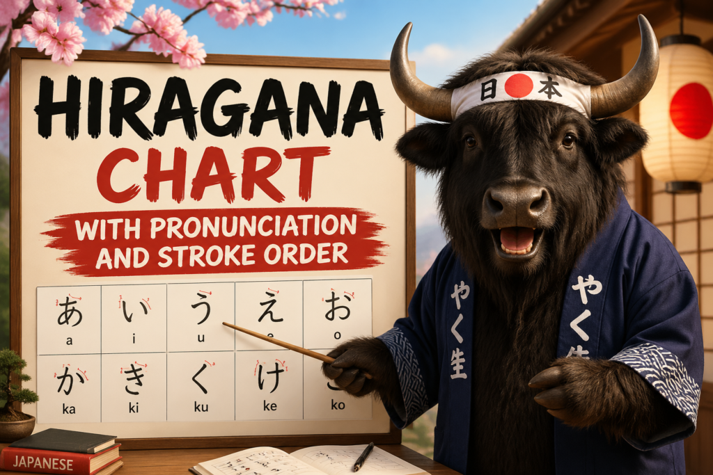 Japanese hiragana chart