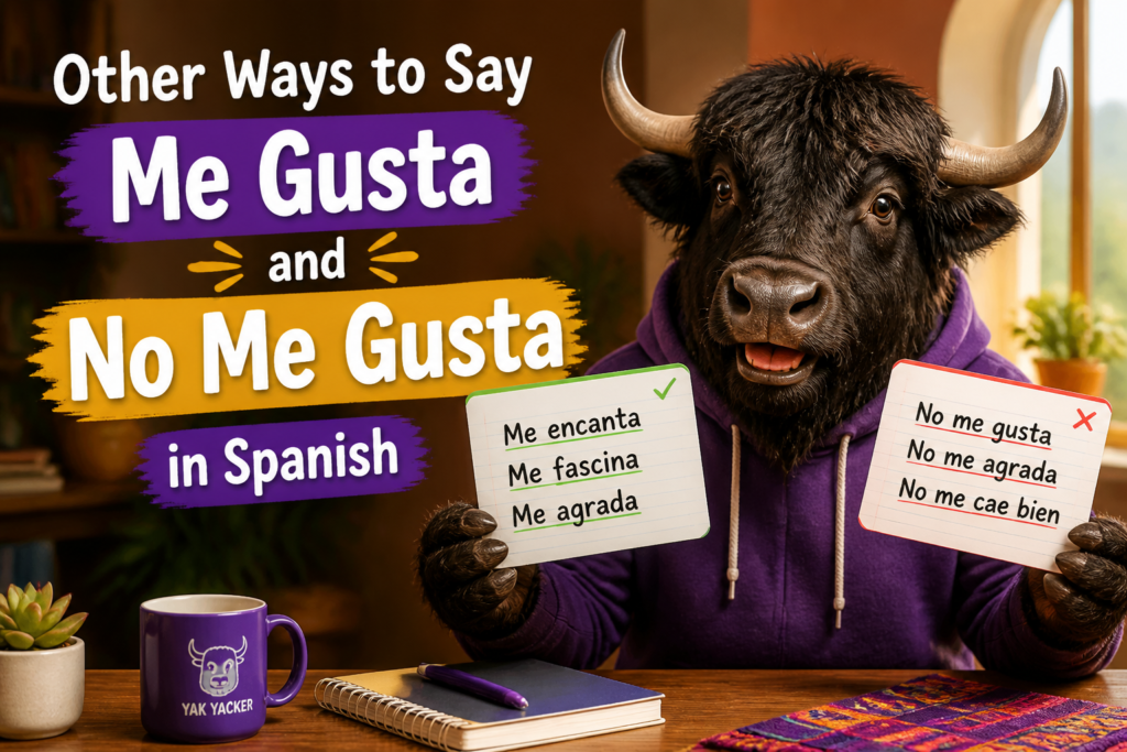 Spanish phrases for liking and disliking something written on notecards