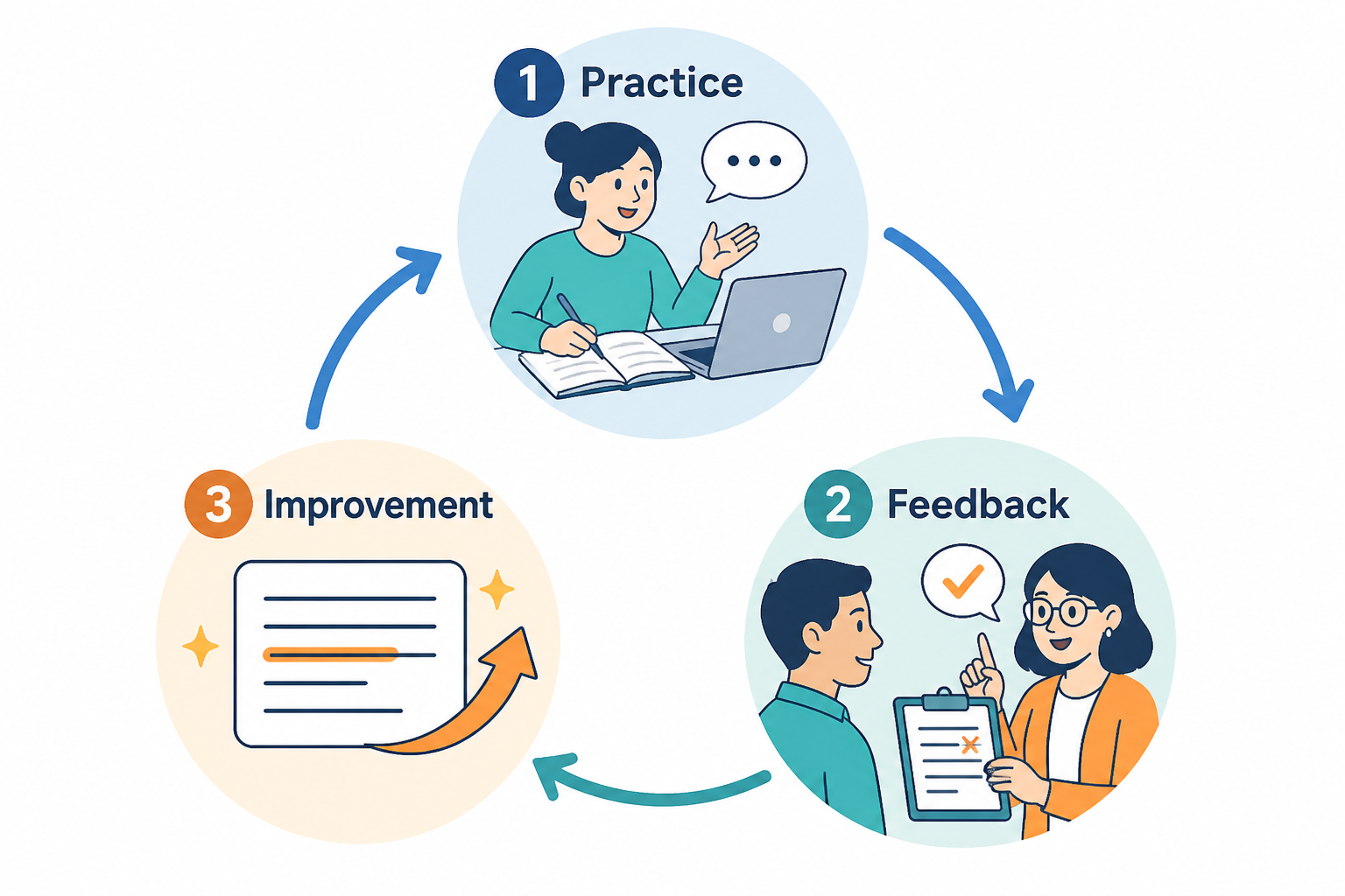 Diagram of a practice-feedback-improvement loop