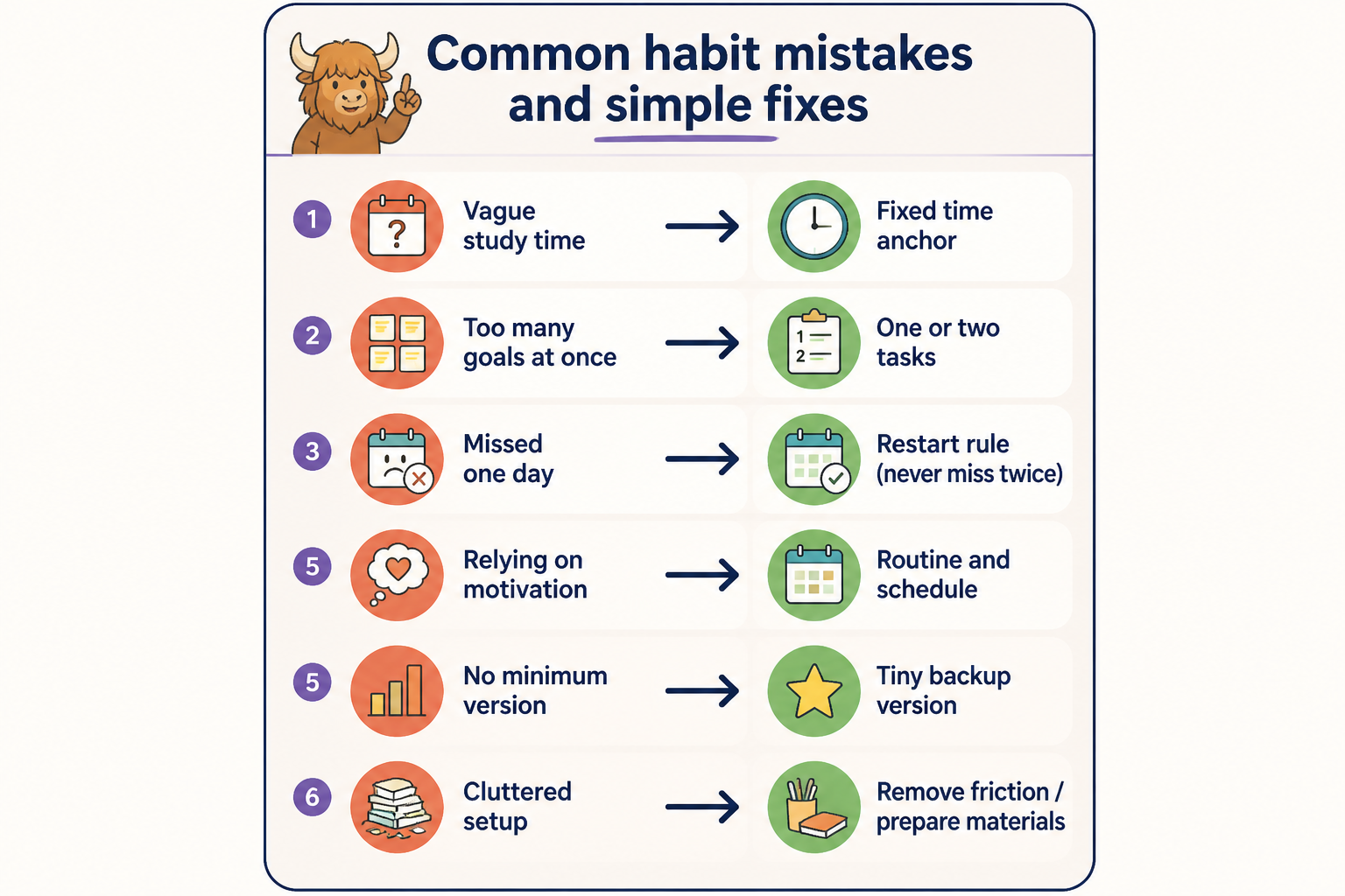 Checklist of common language learning habit mistakes and simple fixes