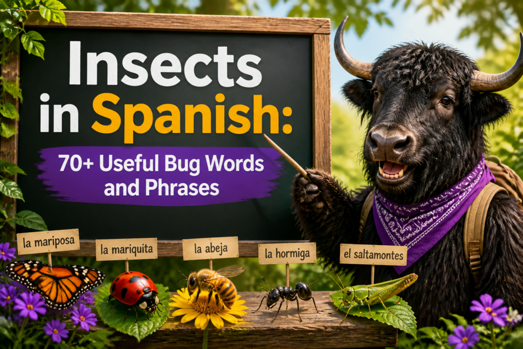 Insects labeled with Spanish bug names