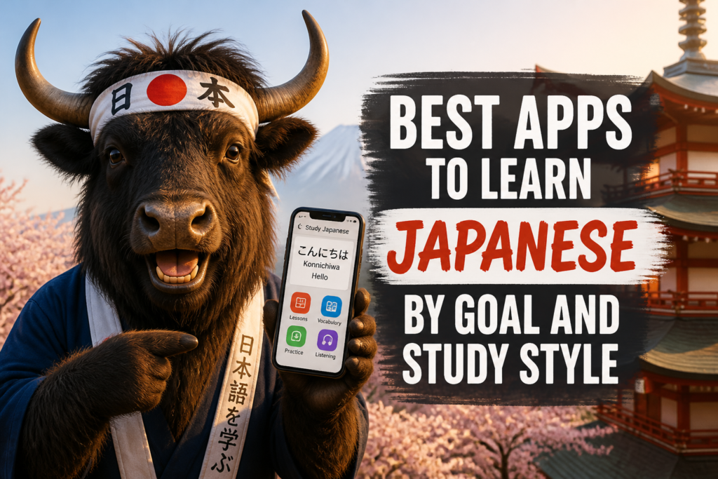 Japanese learning apps on smartphone