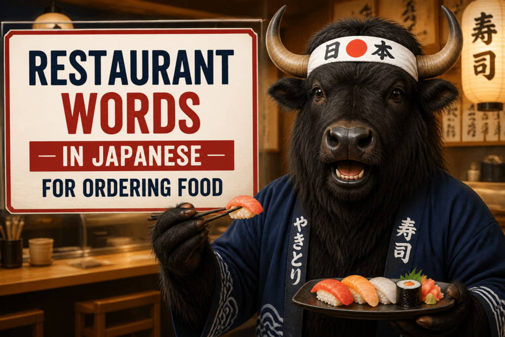 Japanese restaurant vocabulary chart