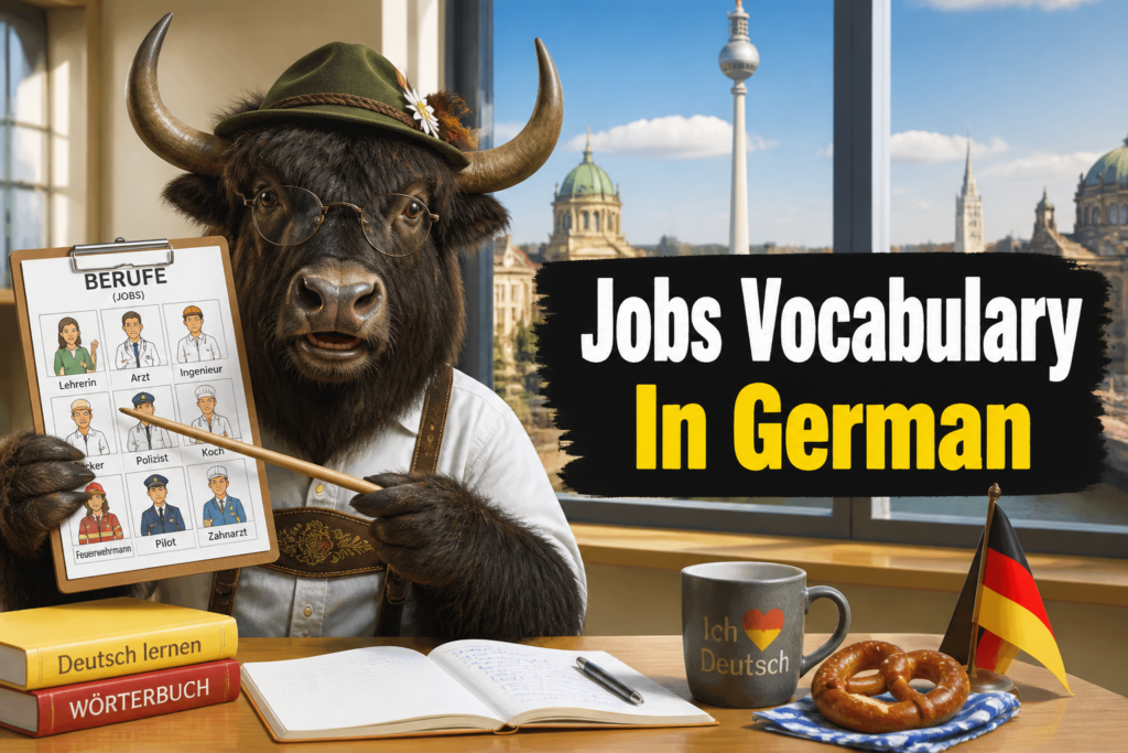 German jobs vocabulary organized on a study sheet