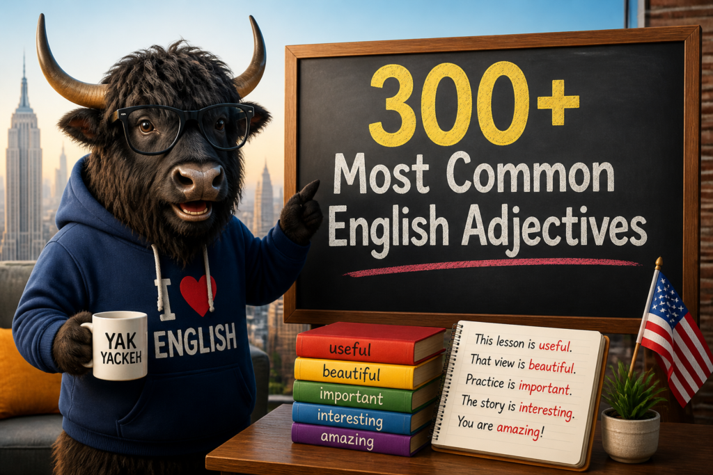 Most common English adjectives list