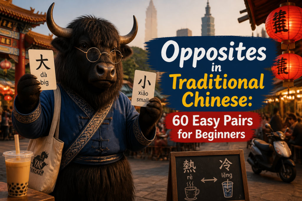 Opposites in Traditional Chinese for beginner learners