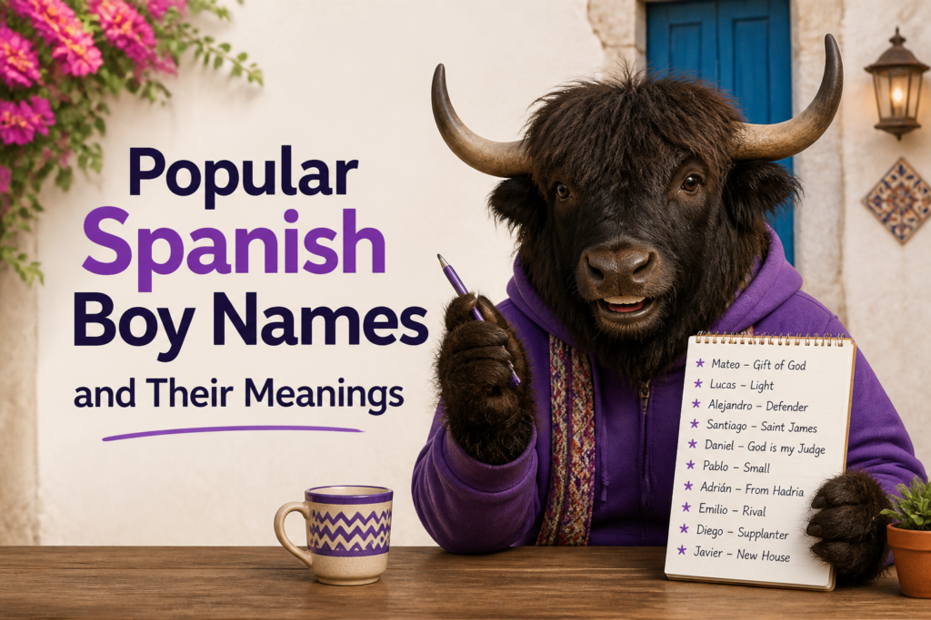 List of popular Spanish boy names on a clean background