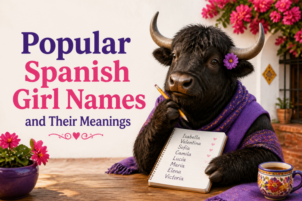 List of popular Spanish girl names on a clean background