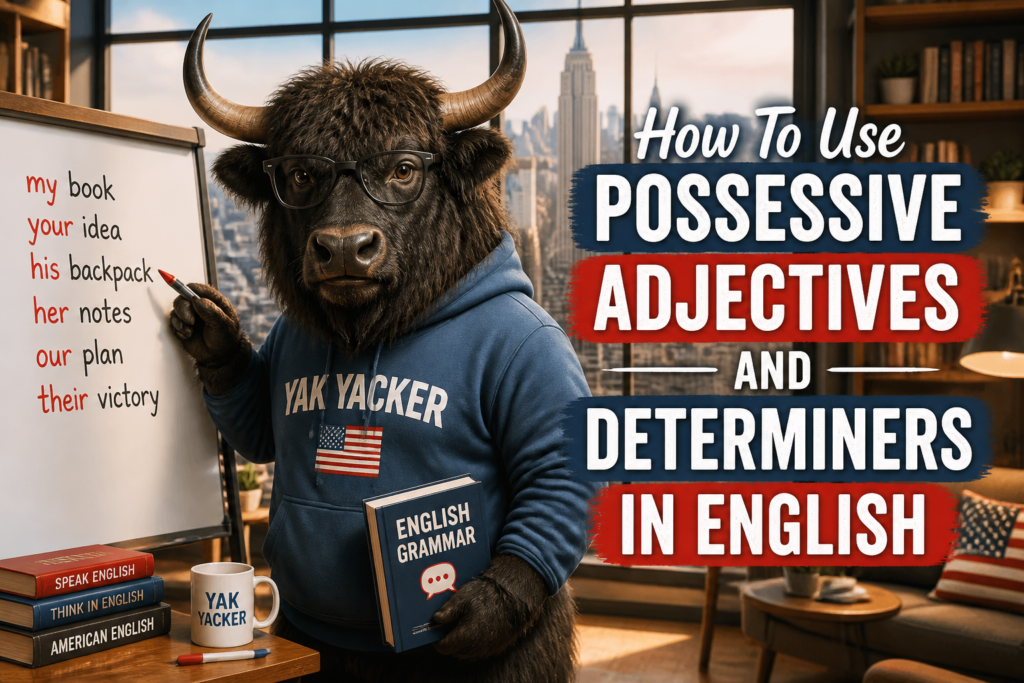 Possessive adjectives and determiners in English