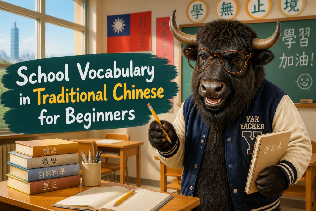 Traditional Chinese school vocabulary for beginners