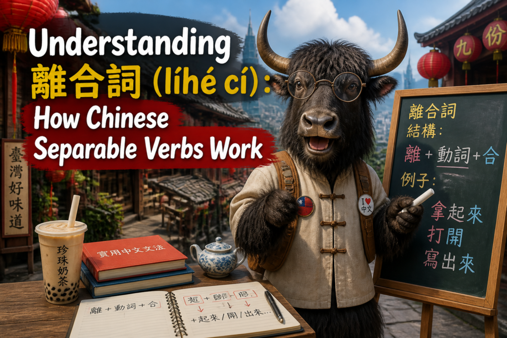 Chinese verb grammar notes highlighting separable verbs