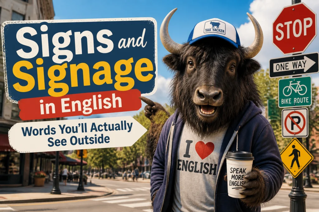 Signs and signage in English