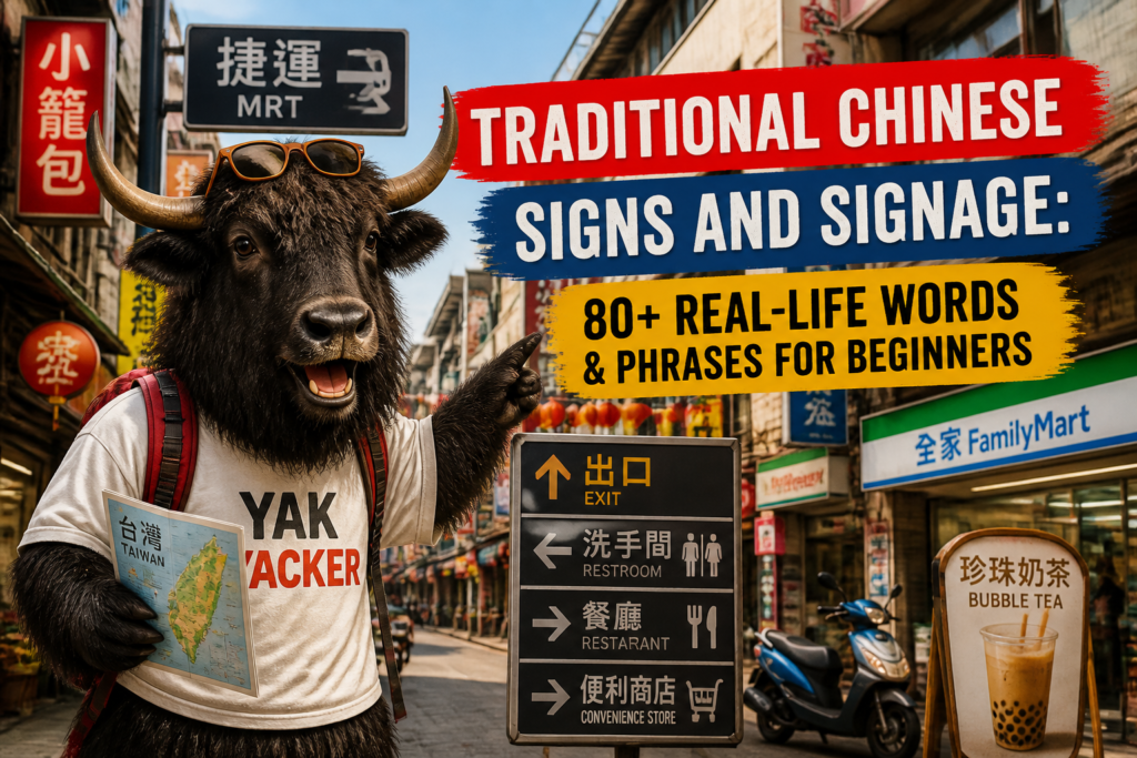 Signs and signage vocabulary in Traditional Chinese