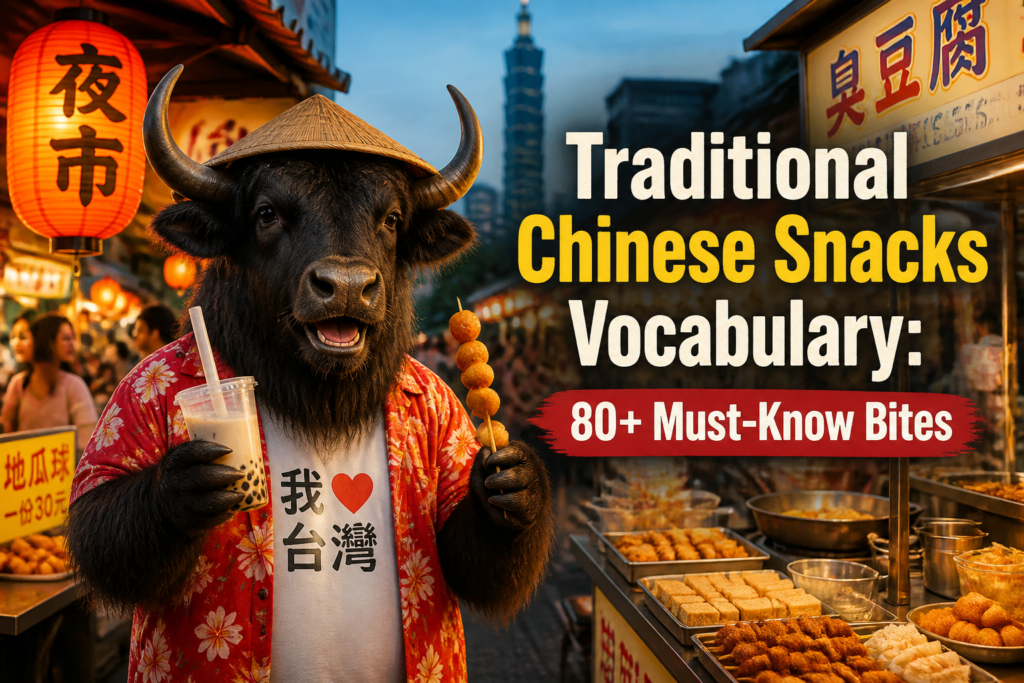 Snacks vocabulary in Traditional Chinese for beginners
