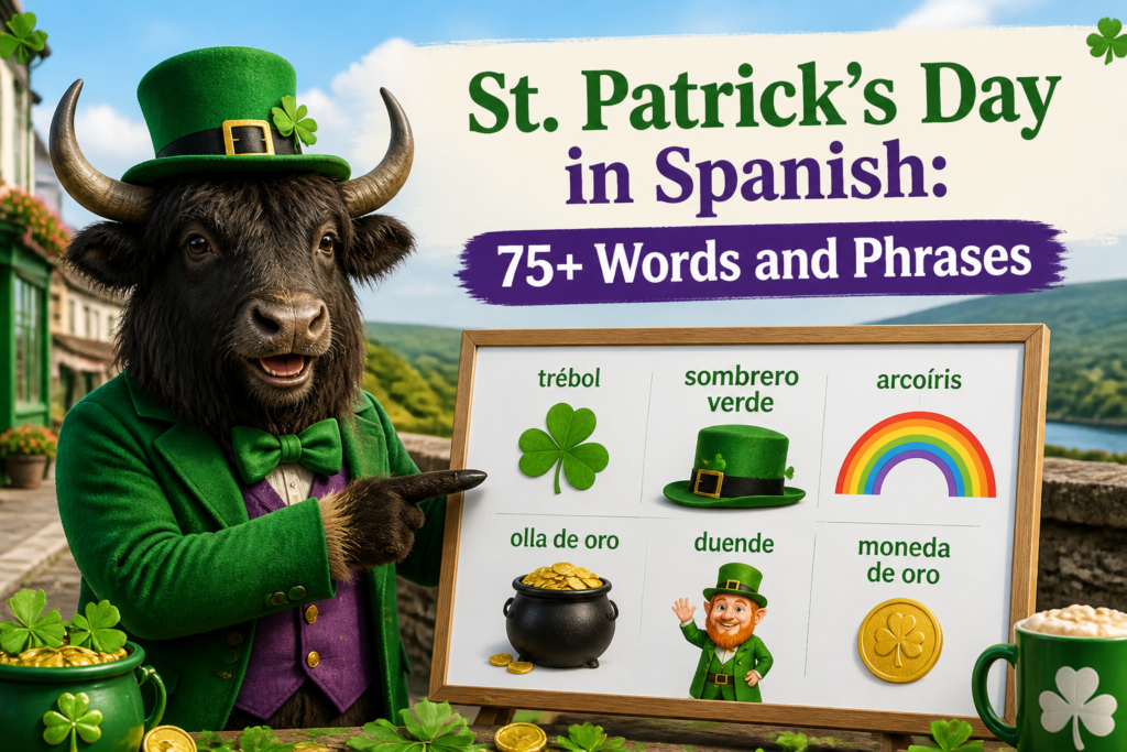 St. Patrick’s Day symbols labeled in Spanish