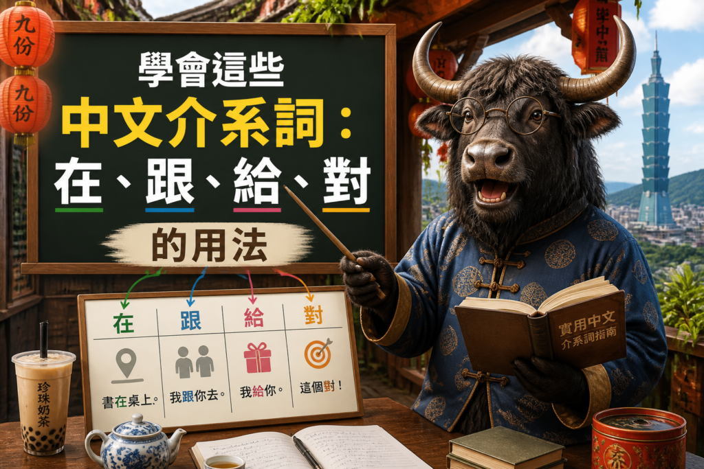 Chinese coverb grammar chart with arrows and examples