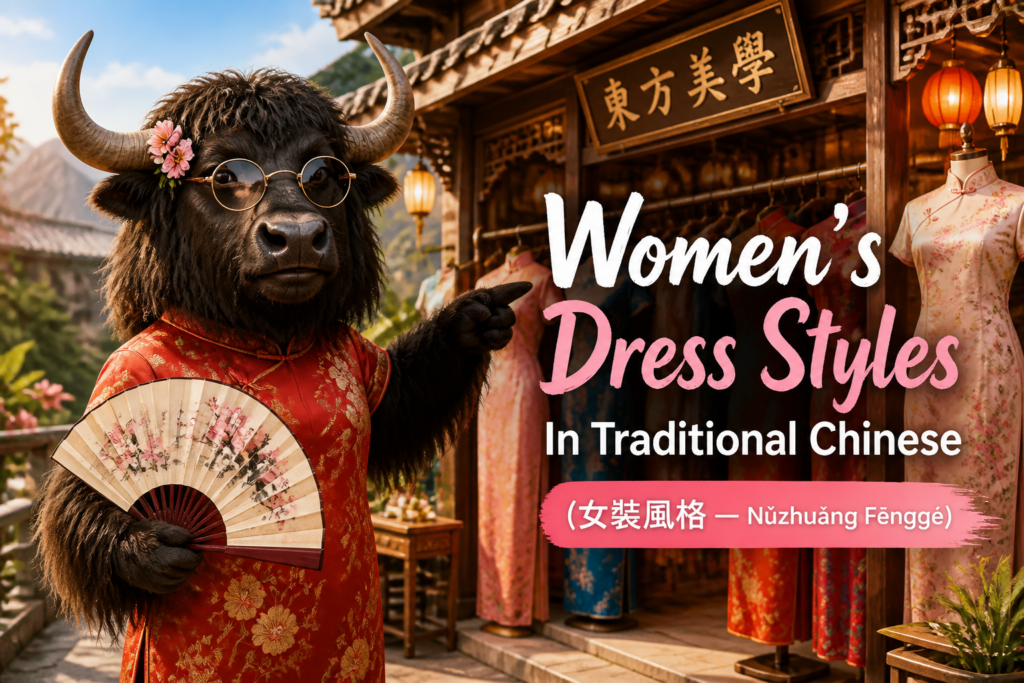 Women’s dress styles vocabulary in Traditional Chinese