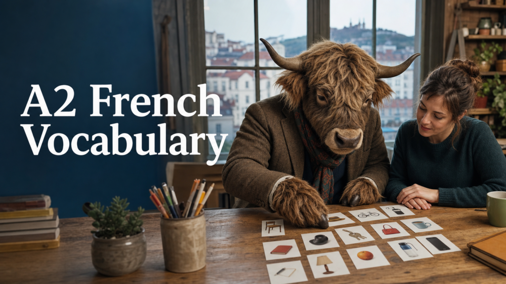 Adult Yak Yacker practising A2 French vocabulary in a Lyon workshop.