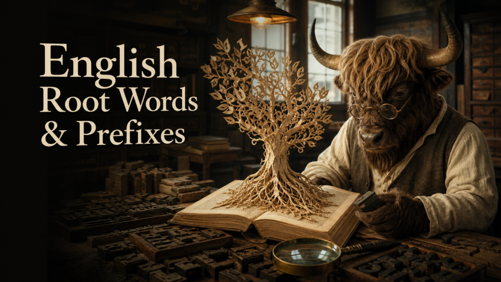 Adult Yak Yacker exploring English root words and prefixes in an old printmaker’s studio.