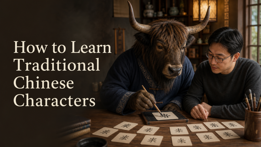 Adult Yak Yacker teaching How to Learn Traditional Chinese Characters in craft workshop with teaching props.