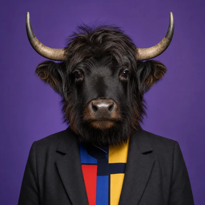 Photorealistic portrait of Greta von Graze in a structured blazer and Bauhaus-inspired blouse.