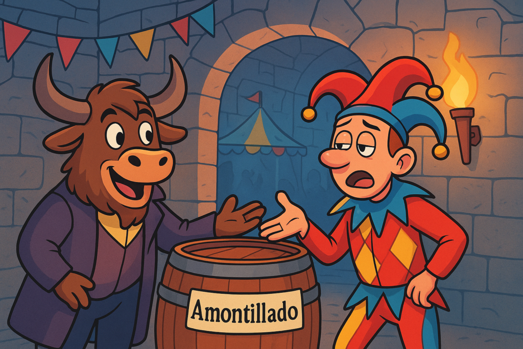 A wide illustration of the Yak Yacker mascot in a scene from The Cask of Amontillado - A Graded Reader.