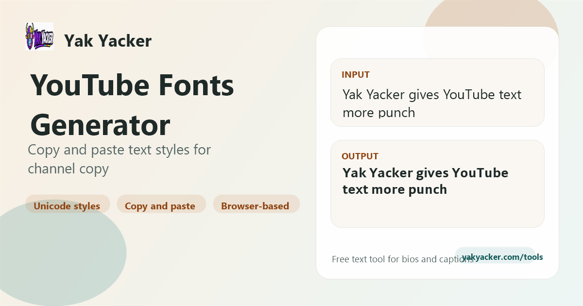 YouTube Fonts Generator | Yak Yacker