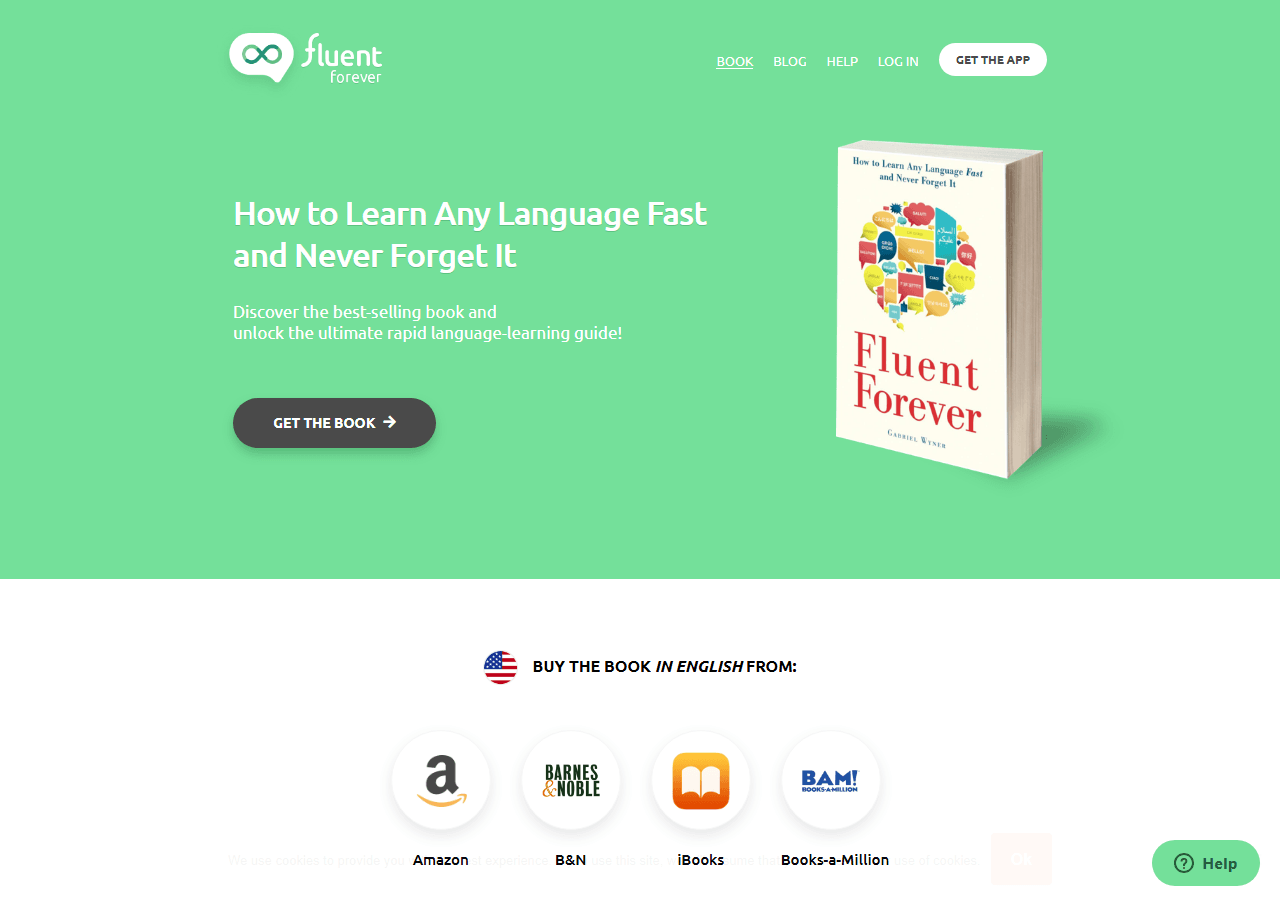 Fluent Forever homepage, used in a roundup of the best language learning books and resources.