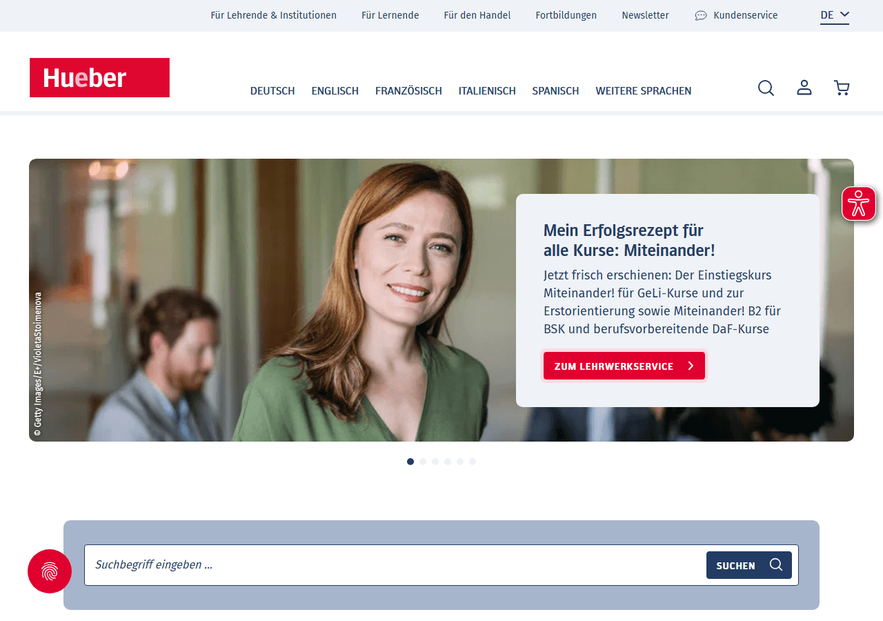 Hueber homepage for German classroom graded readers, used in a roundup of the best graded readers for German.
