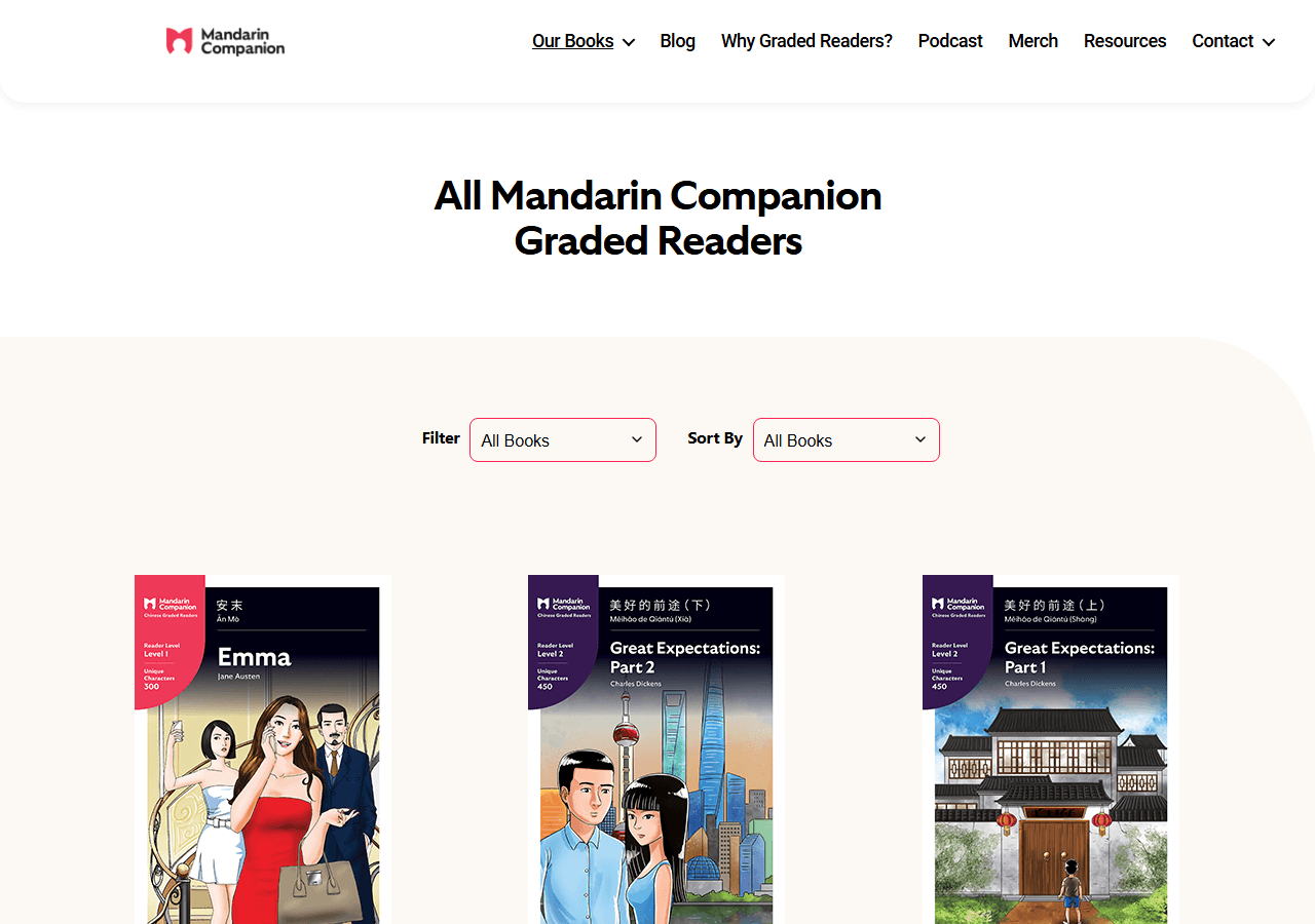 Mandarin Companion homepage for Traditional Chinese graded readers, used in a roundup of the best graded readers for Traditional Chinese.