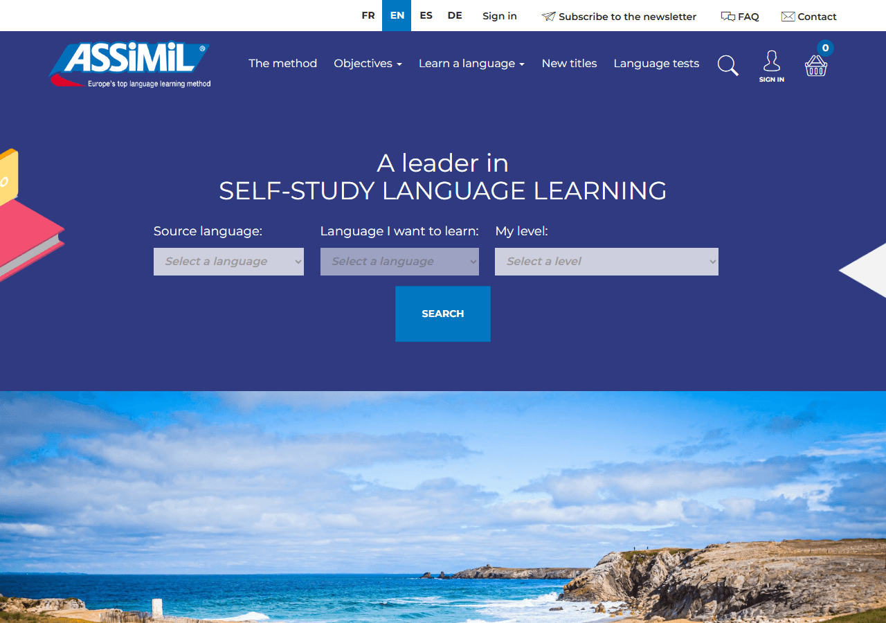 Assimil homepage for language coursebooks, used in a two-week books-and-resources roundup.