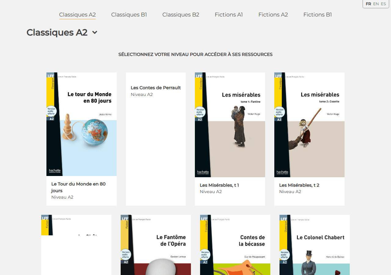 Hachette LFF graded readers catalogue, used in a two-week review of French easy readers.