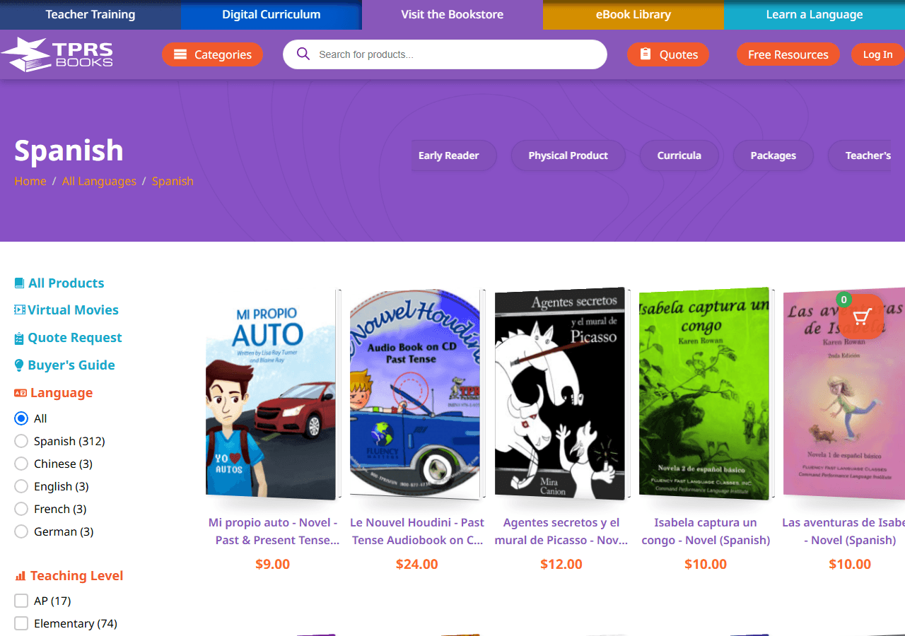 TPRS Books Spanish classroom novels, used in a review of Spanish graded readers.