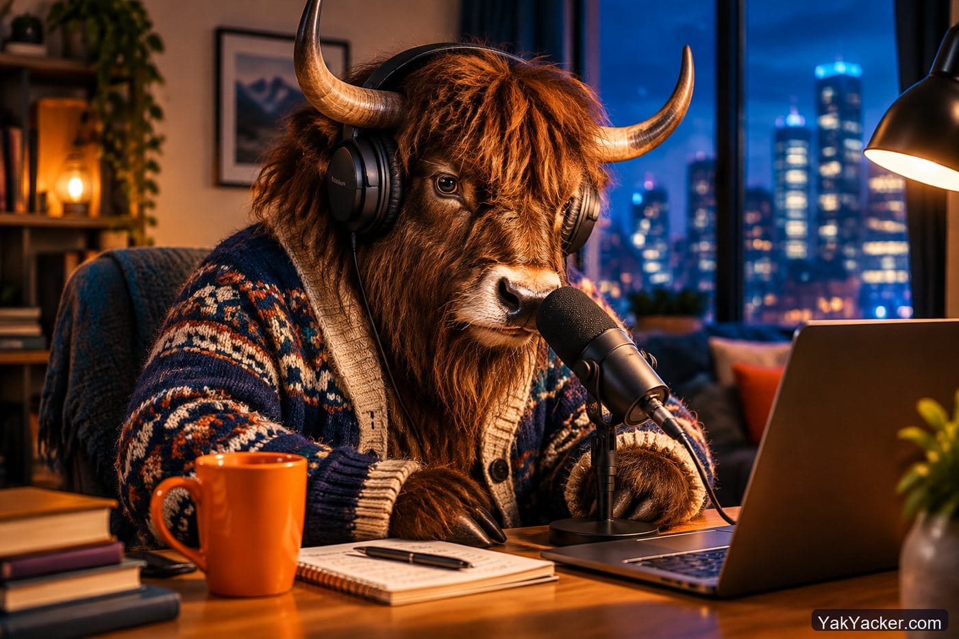 A yak unmuting in a living-room audio call of strangers, used in a review of HelloTalk voice rooms.