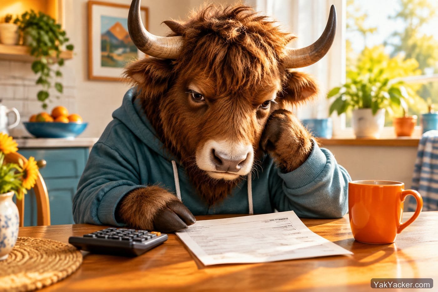 A yak staring at an auto-renew bill, used in a comparison of Preply subscriptions versus italki pay-per-lesson.