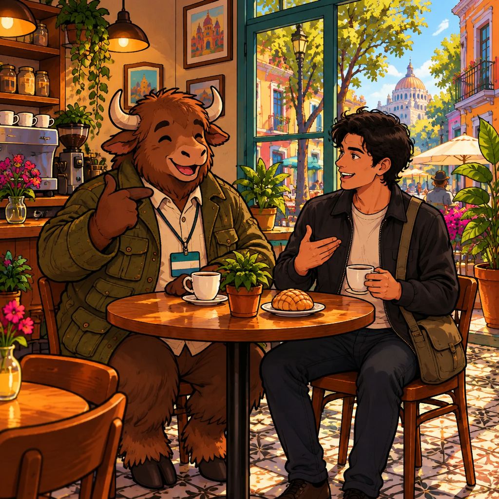 Yako answers and asks ¿y tú? back before Justin has finished.