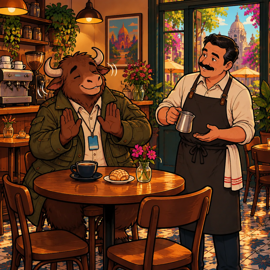 No: Yako shakes his head no from his two chairs.